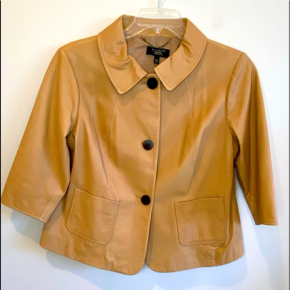 Talbots Jackets & Blazers - Talbots Woman Petites Butterscotch Tan Leather Jacket 14W